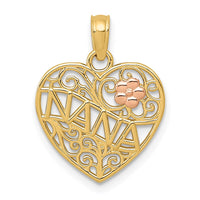 Load image into Gallery viewer, 14K Two-tone Polished NANA w/Flower on Heart Pendant
