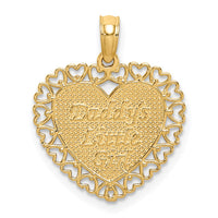 Load image into Gallery viewer, 14K Gold Polished DADDYS LITTLE GIRL Textured Heart Charm
