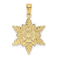 Load image into Gallery viewer, 14k Two-tone Polished and Textured 2 Level Snowflake Pendant
