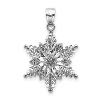 Load image into Gallery viewer, 14k White Gold Polished and Textured 2 Level Snowflake Pendant

