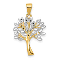 Load image into Gallery viewer, 14K w/Rhodium Diamond Cut Tree Pendant
