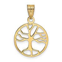 Load image into Gallery viewer, 14K Gold Polished Small Tree of Life in Round Pendant
