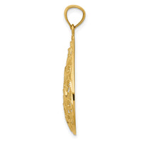 Load image into Gallery viewer, 14K Gold Polished / Textured Filigree Teardrop Pendant
