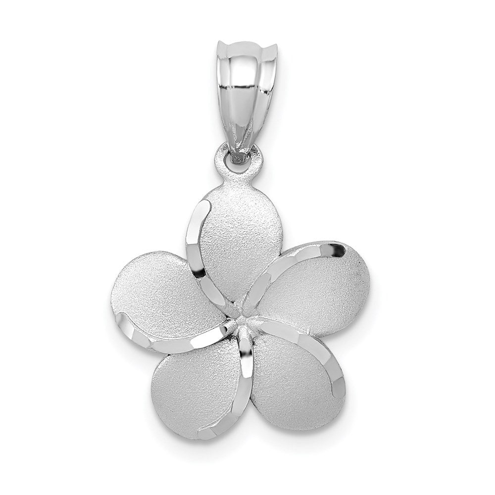 14k Yellow Gold Dipped in White Rhodium Satin D/C Plumeria Charm