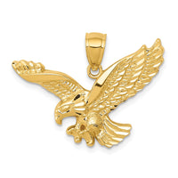 Load image into Gallery viewer, 14k Gold Polished and Textured Eagle Pendant
