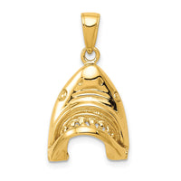 Load image into Gallery viewer, 14K Gold Polished 2-D Jaws Shark Head Mouth Open Pendant
