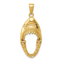 Load image into Gallery viewer, 14K Gold Polished 2-D Jaws Shark Head Mouth Open Pendant
