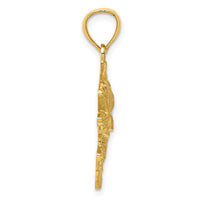 Load image into Gallery viewer, 14k Gold Polished Textured Bass Pendant
