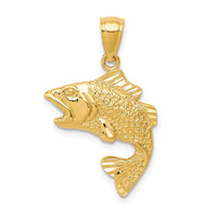 Load image into Gallery viewer, 14k Gold Polished Textured Bass Pendant
