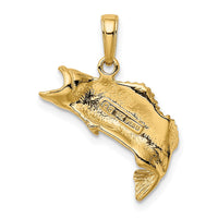 Load image into Gallery viewer, 14K Gold Polished Textured Bass Fish Pendant
