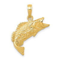 Load image into Gallery viewer, 14K Gold Polished Textured Bass Fish Pendant
