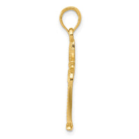 Load image into Gallery viewer, 14K Gold Polished and Textured 2-D Palmetto Palm Tree Pendant
