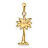 Load image into Gallery viewer, 14K Gold Polished and Textured 2-D Palmetto Palm Tree Pendant

