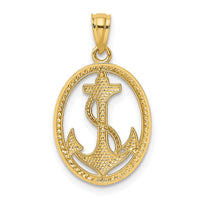 Load image into Gallery viewer, 14k Gold Polished Anchor w/Rope Oval Pendant
