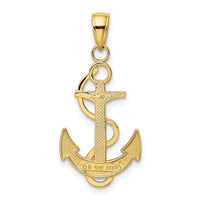 Load image into Gallery viewer, 14k Polished Anchor with Textured Rope Pendant
