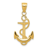 Load image into Gallery viewer, 14k Polished Anchor with Textured Rope Pendant
