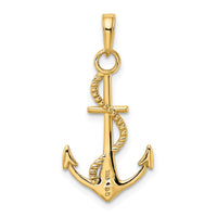Load image into Gallery viewer, 14K Gold Polished Anchor W/Rope Pendant
