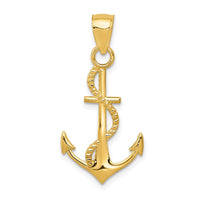 Load image into Gallery viewer, 14K Gold Polished Anchor W/Rope Pendant
