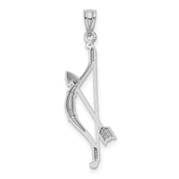 Load image into Gallery viewer, 14k White Gold Polished and Textured Bow and Arrow Pendant
