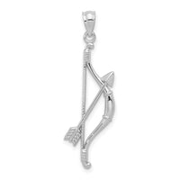 Load image into Gallery viewer, 14k White Gold Polished and Textured Bow and Arrow Pendant
