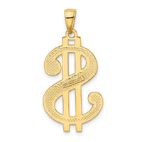 Load image into Gallery viewer, 14K Gold Polished and Textured Dollar Sign Pendant
