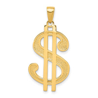 Load image into Gallery viewer, 14K Gold Polished and Textured Dollar Sign Pendant
