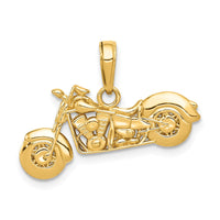 Load image into Gallery viewer, 14K Gold Polished / Textured 3-D Motorcycle Pendant
