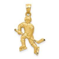 Load image into Gallery viewer, 14K Satin D/C Hockey Player Pendant
