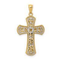 Load image into Gallery viewer, 14K Two-tone Polished 2 Level Cross Pendant
