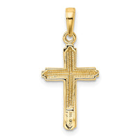 Load image into Gallery viewer, 14K Polished Cross With Striped Border Pendant
