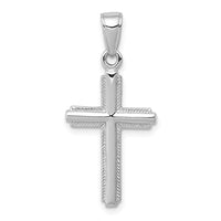 Load image into Gallery viewer, 14K White Gold Polished Cross With Striped Border Pendant
