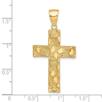 Load image into Gallery viewer, 14K Polished/Textured Nugget Style Cross Pendant
