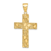 Load image into Gallery viewer, 14K Polished/Textured Nugget Style Cross Pendant
