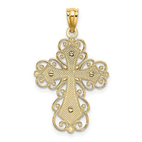 Load image into Gallery viewer, 14K Two-tone Gold Polished 2 Level Filigree Cross Pendant
