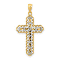 Load image into Gallery viewer, 14K Two-tone Gold Polished 2 Level Cross Pendant
