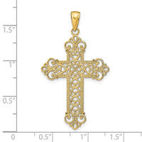 Load image into Gallery viewer, 14K Polished Large Rope Frame Filigree Cross Pendant
