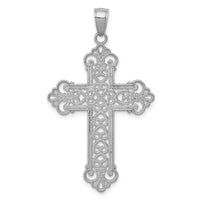 Load image into Gallery viewer, 14K White Gold Polished Large Rope Frame Filigree Cross Pendant
