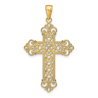 Load image into Gallery viewer, 14K Polished Large Rope Frame Filigree Cross Pendant
