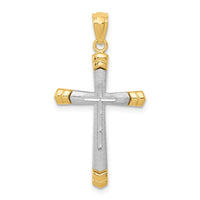 Load image into Gallery viewer, 14K Two-tone Polished D/C Cross Pendant
