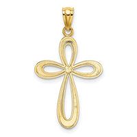 Load image into Gallery viewer, 14k Gold Polished Ribbon Cross Pendant
