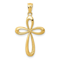 Load image into Gallery viewer, 14k Gold Polished Ribbon Cross Pendant
