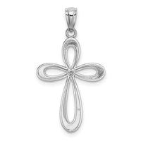 Load image into Gallery viewer, 14k White Gold Polished Ribbon Cross Pendant
