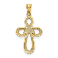 Load image into Gallery viewer, 14K Two-tone Polished Pink Ribbon Cross Pendant
