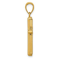 Load image into Gallery viewer, 14K Gold Polished Beveled Stick Cross W/Frame Pendant
