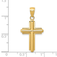 Load image into Gallery viewer, 14K Gold Polished Beveled Stick Cross W/Frame Pendant

