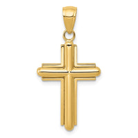 Load image into Gallery viewer, 14K Gold Polished Beveled Stick Cross W/Frame Pendant
