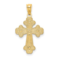 Load image into Gallery viewer, 14K Two-tone Polished Filigree 2 Level Heart Cross Pendant
