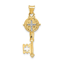 Load image into Gallery viewer, 14k with Rhodium Cross Key Pendant
