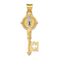 Load image into Gallery viewer, 14k with Rhodium Cross Key Pendant
