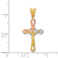 Load image into Gallery viewer, 14K w/Rhodium Crucifix Cross Pendant
